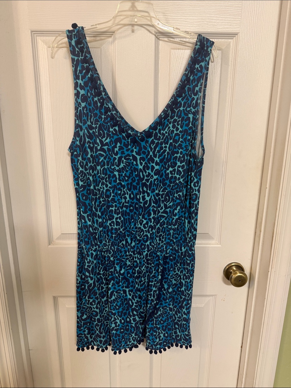 Lilly Pulitzer Teal and Navy Leopard-Print Sleeveless Bodysuit